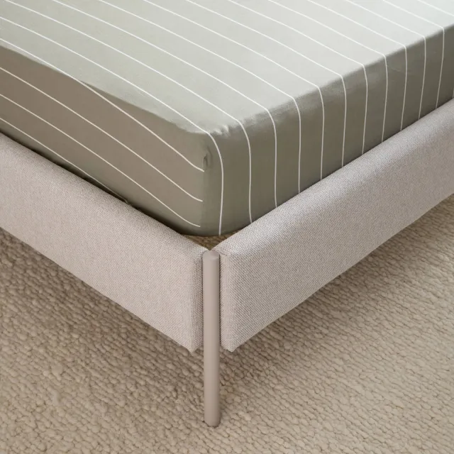 NOUS Living katoenen gestreepte hoeslaken groen Groen/Off white
