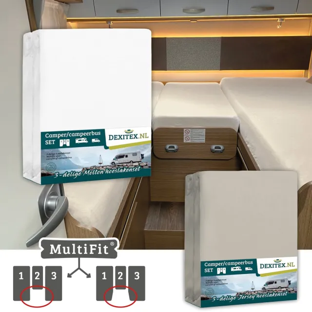 dexitex 1 x molton 1 x hoeslaken ZANDKLEUR 3-delige sets / Lengte bedden/Enkele bedden / Camper 1 Molton + 1 Hoeslaken Zand