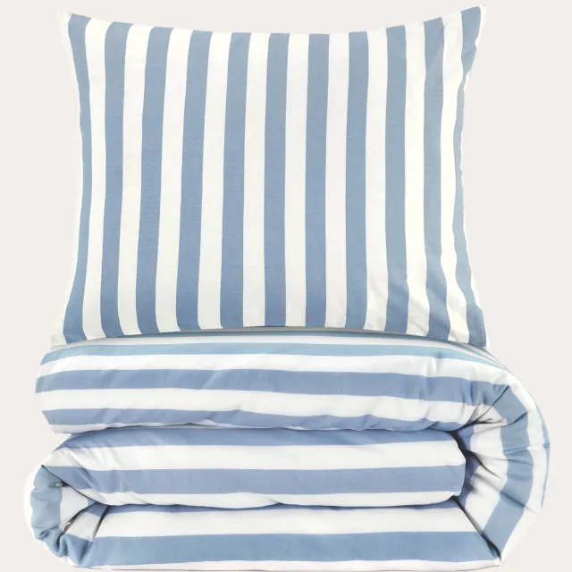 NOUS Living Ruffle Stripe dekbedovertrek blauw