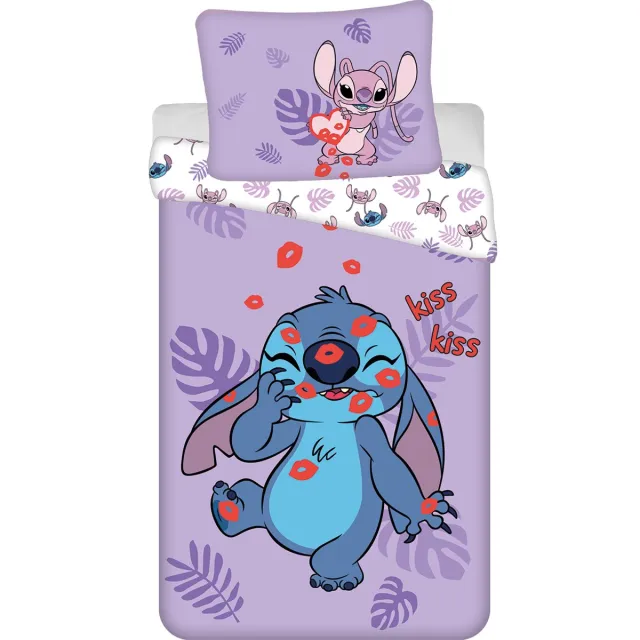 Disney Lilo & Stitch Dekbedovertrek Kisses - 140 x 200 cm + 70 x 90 cm - Katoen Lila