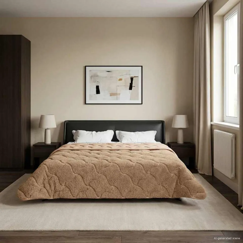 vidaXL Zomer Dekbed 240 x 260 cm Zomer Taupe Ademend, foto 4