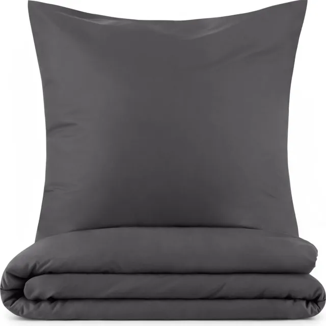 Blumtal Dekbedovertrek Microvezel Nova - Dekbedovertrek Eenpersoons 140 x 220 cm - 1 x Kussensloop 50 x 70 cm - Antraciet
