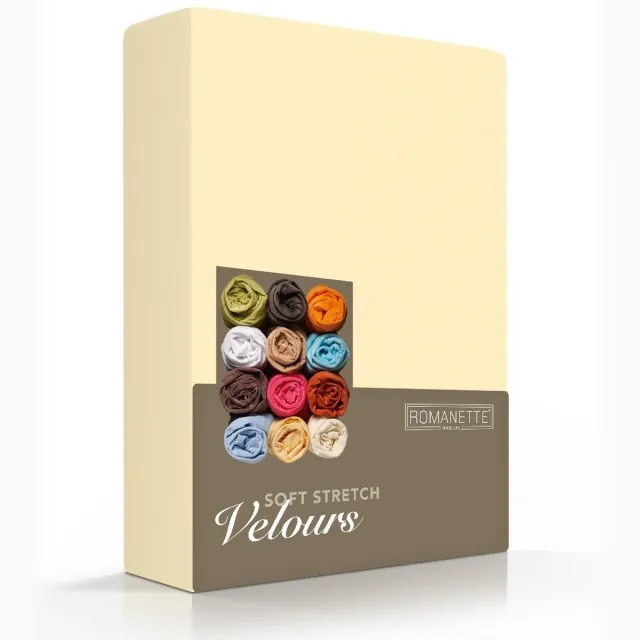 Romanette Velours hoeslaken - Vanille - 1-persoons (80/90/100x200/220 cm) geel