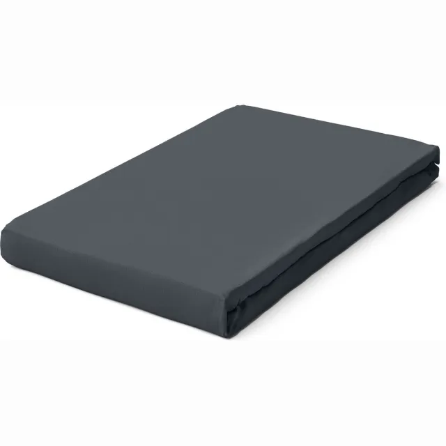 schlafgut Pure Bio Katoen Jersey Hoeslaken M - 120x200 - 130x220 556 Grey Deep