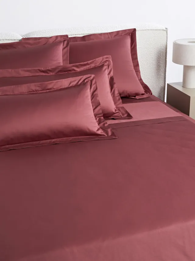 Westwing Collection Katoensatijnen laken Premium Wijnrood