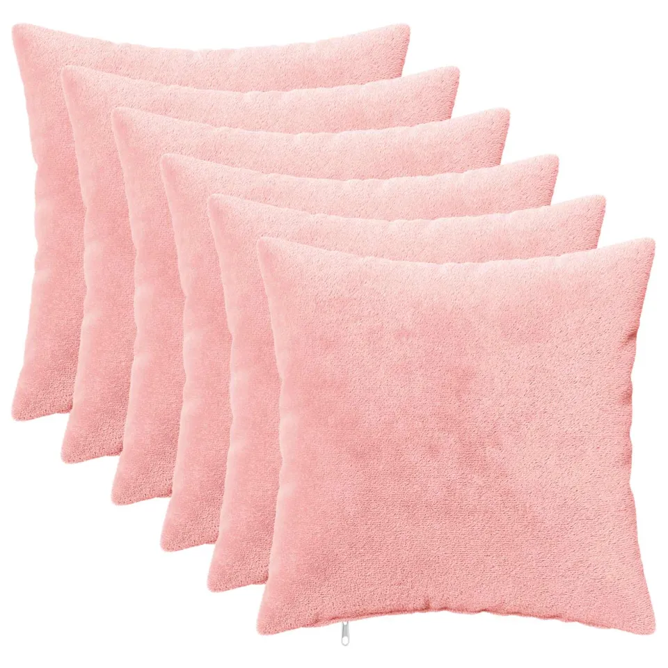 vidaXL Kussensloop 6 st HEERLEN Roze 50 x 50 cm Flanel, foto 3