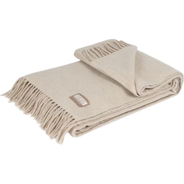 Manifattura Lombarda Plaid - Woondeken - Fishbone - Zandkleurig - Zand - 130x175 - Made in Italy