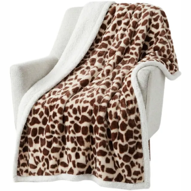 Duraxl Plaid - Sherpa fleece - 127 x 152 cm - Giraffe Wit