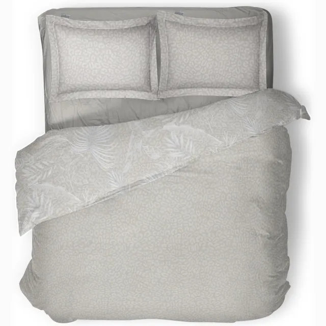 LINNICK Dekbedovertrek Katoen Exotic Jungle - Beige - Dekbedovertrek 200x200/220cm - 100% Katoen - Tweepersoons - Dekbedovertrekken - Botanisch Dekbedovertrek