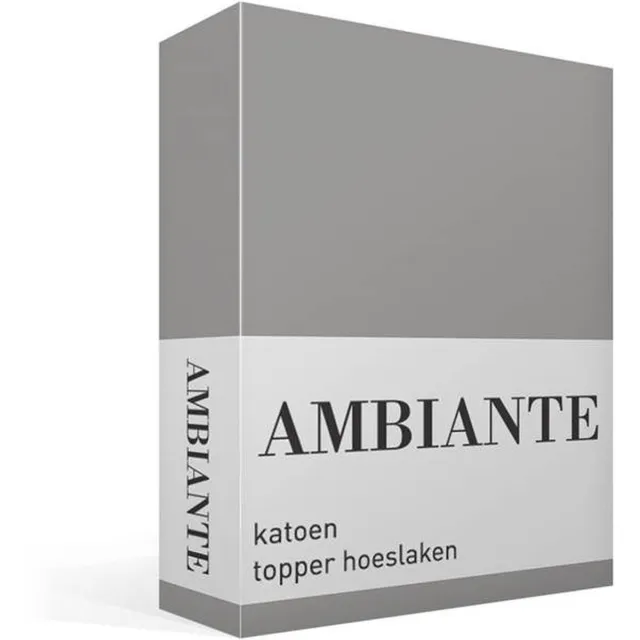 Ambiante Cotton Uni topper hoeslaken - Lits-jumeaux - Grey