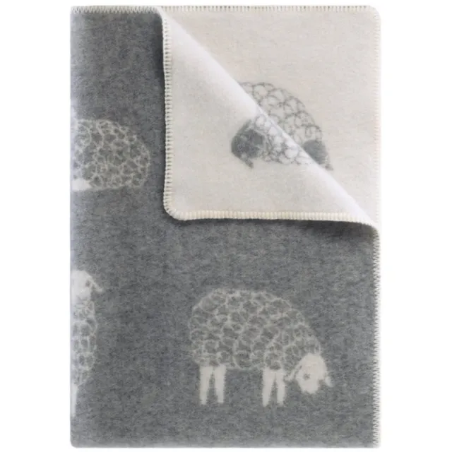 JJ Textile Wollen Kinderdeken - SHEEP (Grijs) 90x130cm Grijs (SCHAAPJE)