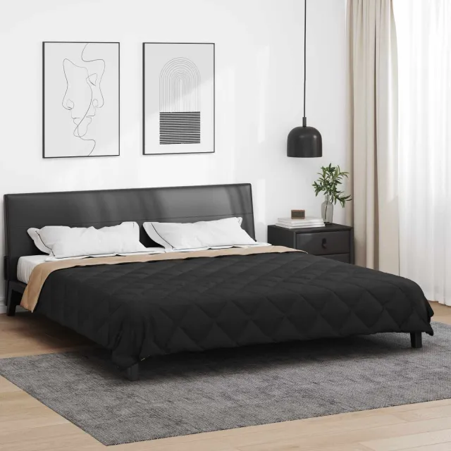 vidaXL Vol jaar dekbed 200 x 220 cm 300 gsm Microvezel Zwart en Taupe