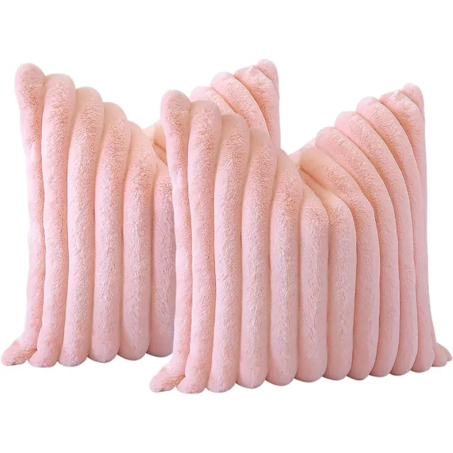 MODFU Kussenslopen 2 stuks 45x45 cm – Zachte pluche & fluweel – Met verborgen ritssluiting – Stijlvol franjerand – Voor slaapkamer & woonkamer – Roze