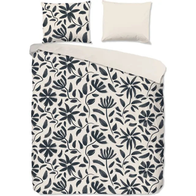 Good Morning dekbedovertrek getekende bloemen - 2 persoons 200x200/220 cm - Ecru - 100% Katoen renforce