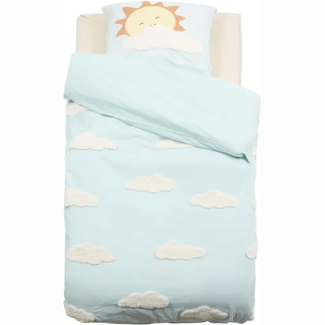 Atmosphera Kids Clouds Dekbedovertrek set met 1 kussensloop 140x200cm/65x65cm Bleu clair