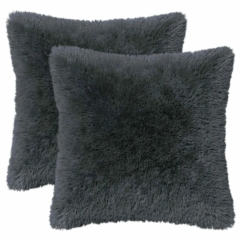 vidaXL Kussensloop 2 st HEERLEN Antracietkleurig 45 x 45 cm PV Fleece Anthraciet