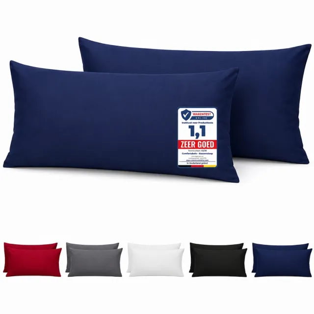 Komfortec Set van 2 Premium Kussenslopen 40x80 cm - Superzachte Kussenhoes – 100% - Geborsteld Mikrovezel 90g/m² - Blauw