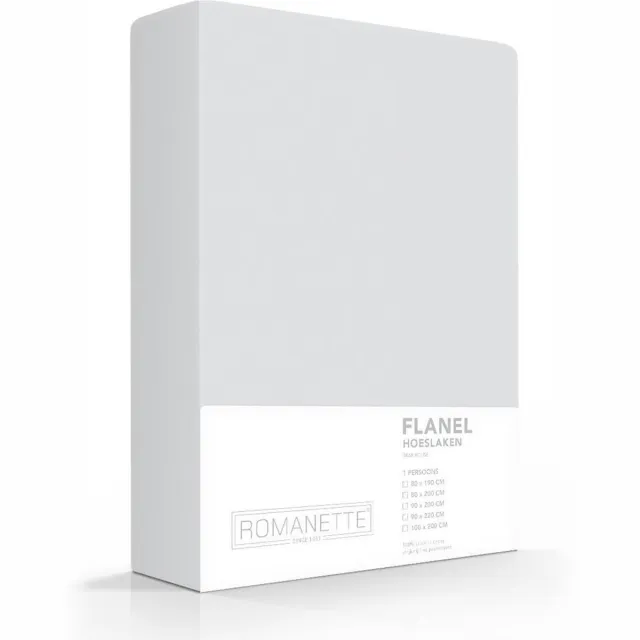 Romanette luxe flanellen hoeslaken - grijs - lits-jumeaux extra lang (180x220 cm)