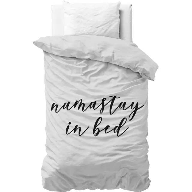 Sleeptime Namastay Dekbedovertrek - Eenpersoons - 140X200/260 + 1 x kussensloop 60x70 - Wit