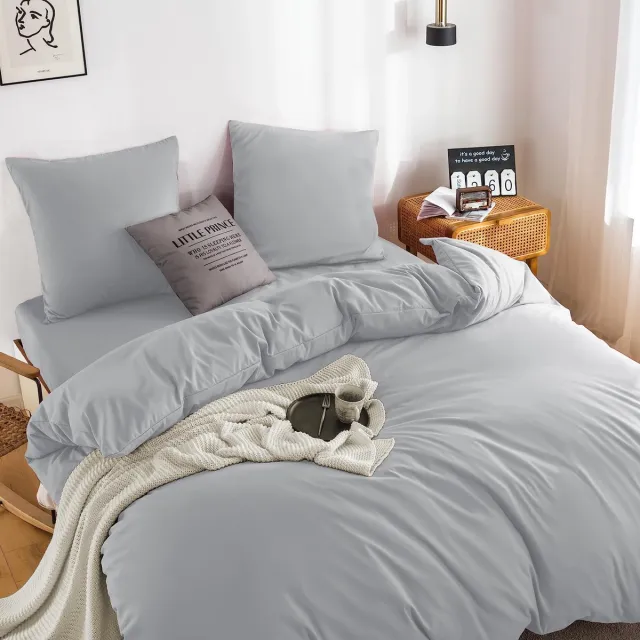 Ibenzoa Zachte Microvezel Dekbedovertrek Set 135x200 cm met Kussensloop grijs