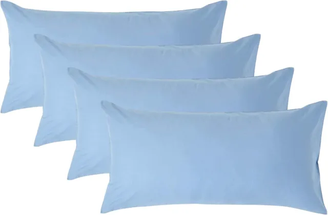Homescapes Kussensloop 40x80 cm Set van 4 – Blauw – 100% Egyptisch Perkal Katoen – 200 TC