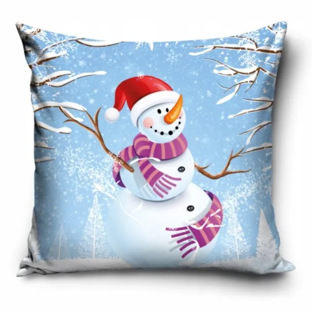 Carbotex Kerstkussenhoes 40x40 cm - Dubbelzijdig Bedrukte Sneeuwpop Decoratie multicolor