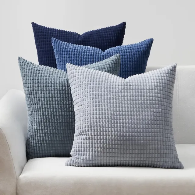 Unyqoos Kleurrijke Corduroy Kussenslopen Set van 4 – Zacht en Stijlvol voor Elke Ruimte blauw