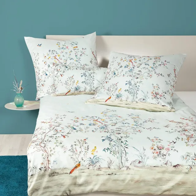 Janine Mako Satin Beddengoed 135x200cm + 80x80cm Mineral Blue Jade