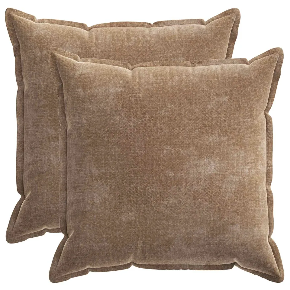 vidaXL Kussensloop 2 st HOUTEN Bruin 60 x 60 cm Chenille Stof, foto 3