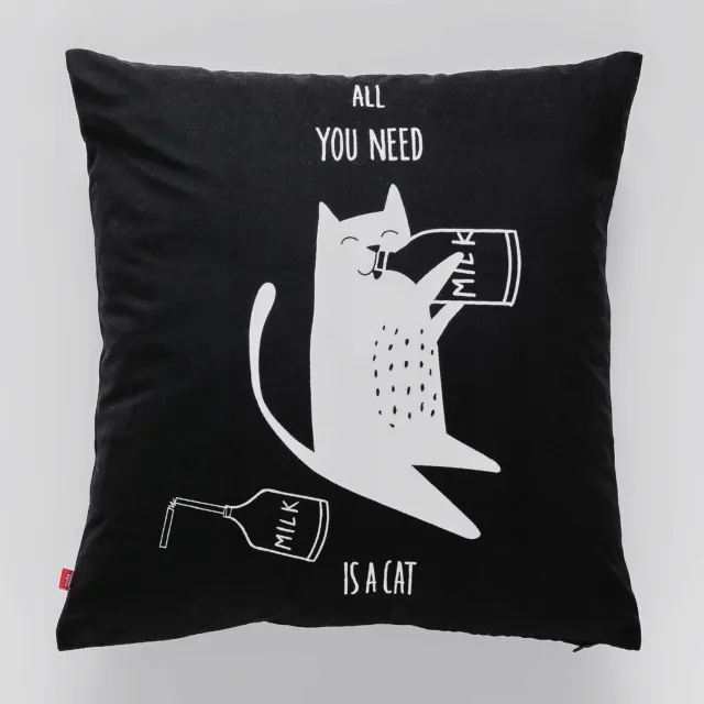 home&you KOTINO Sierkussenhoes 45x45 cm - Decoratieve Sierkussenhoes Wit met zwart