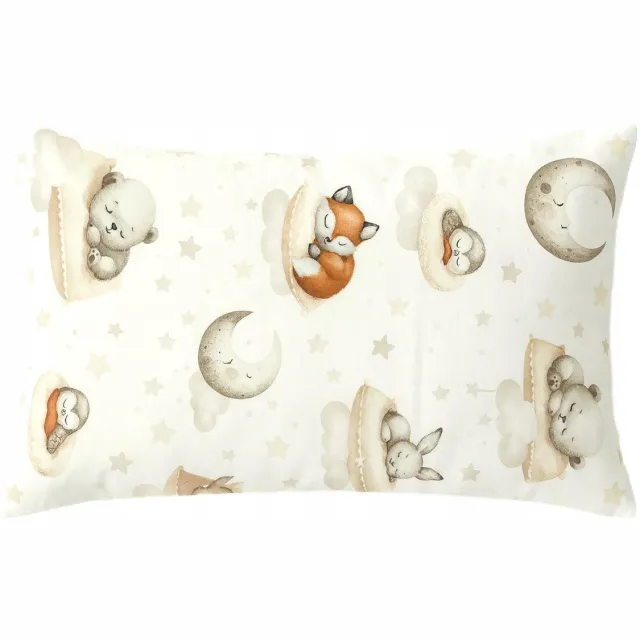 Sleepon_pl Katoenen kussensloop 40x60 cm - Slapende dieren, crème
