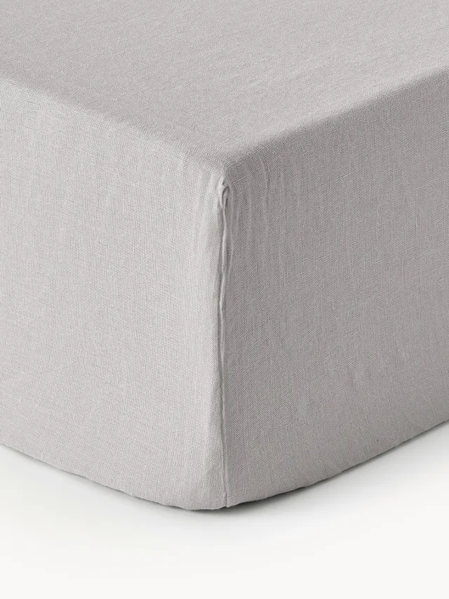 Westwing Collection Boxspring hoeslaken Airy, gewassen linnen Grijs