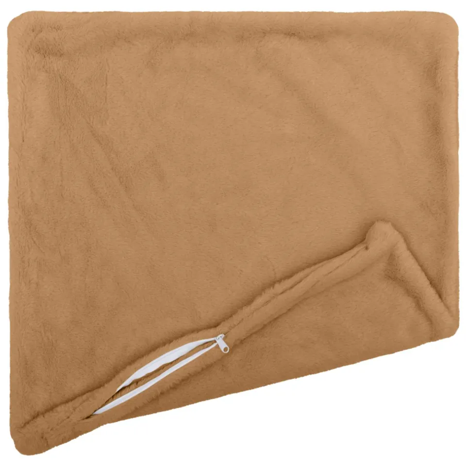 vidaXL Kussensloop 2 st HEERLEN Taupe 55 x 55 cm Nep Konijnenbont, foto 4