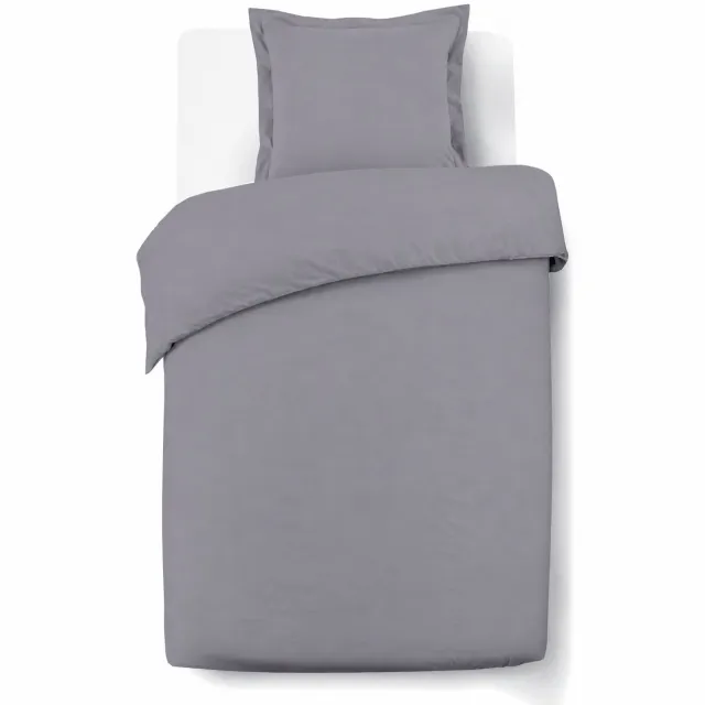VISION home VISION Uni Grijs - 100% katoen - Dekbedovertrek met bijhorende sloop - Zacht en soepel - Oekotex