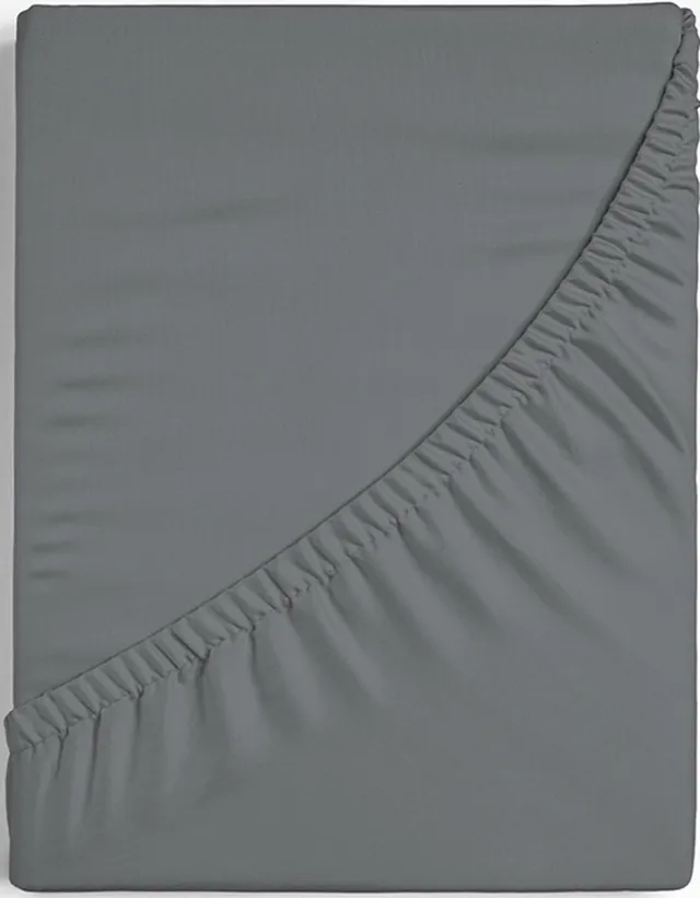 Egyptisch Percale Katoen - Topper Hoeslaken - Donker Grijs - 160x200 cm - Dreamers Den