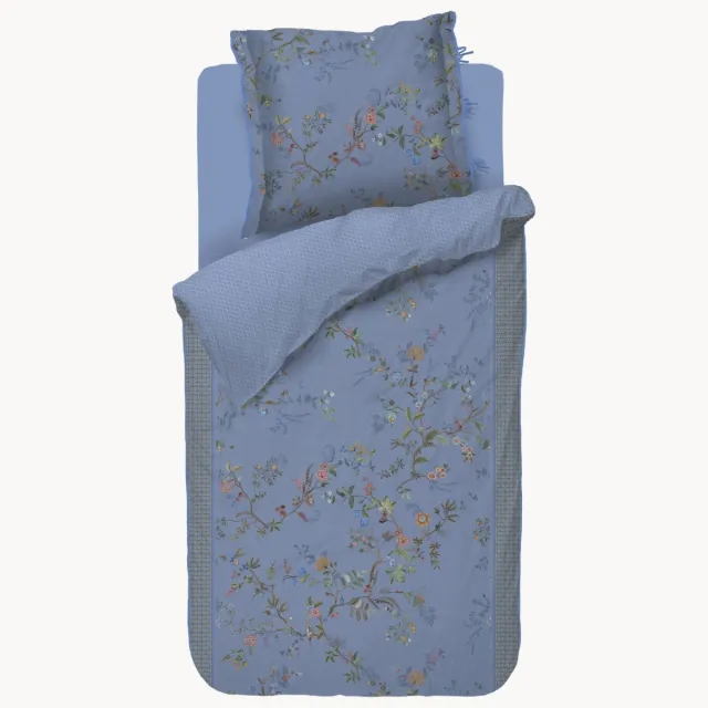 Pip Studio Perkal katoenen dekbedovertrekset Bustani blauw