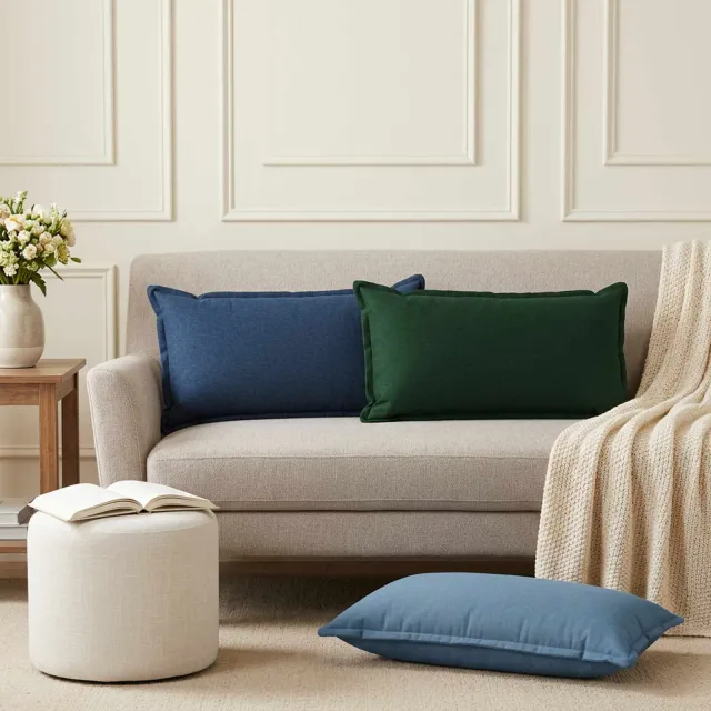 vidaXL Kussensloop 2 st HOUTEN Jeans Blauw 40 x 80 cm Faux Linnen