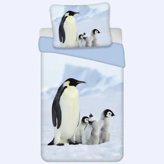 Unyqoos Beddengoedset met schattige pinguïnprint, ademend en temperatuurregulerend katoen Meerkleurig