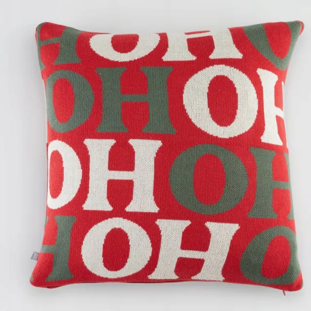 home&you Kerst Kussenhoes HOHO Jacquard Katoen 45x45cm Feestelijk Rood