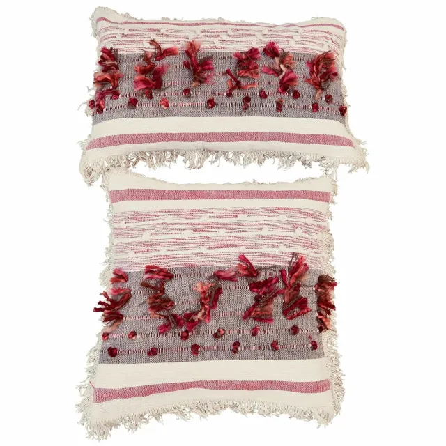 Loberon Kussenhoes set van 2 Yazmira crème/roze