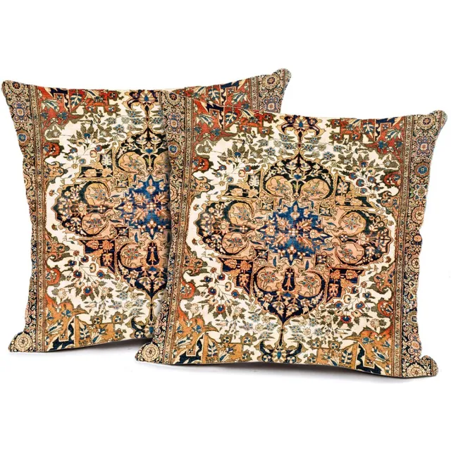 KZQ Kussenslopen - Set van 2 vierkante decoratieve kussenslopen in Boheemse stijl, zacht en duurzaam - Geschikt voor banken, woonkamers en slaapkamers - 50x57 cm - Patroon bloem .