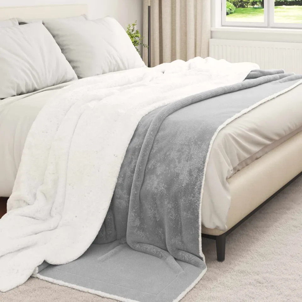 vidaXL plaid Grijs 240 x 220 cm 2,67 kg Fleece, foto 3