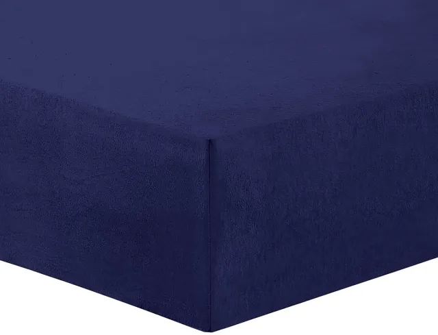 VISION home Vision - Hoeslaken FLANEL - 100% katoen - marine blauw - 90 x 200cm met grote hoek van 30cm - zacht en warm - Oekotex - Eenpersoonsbed