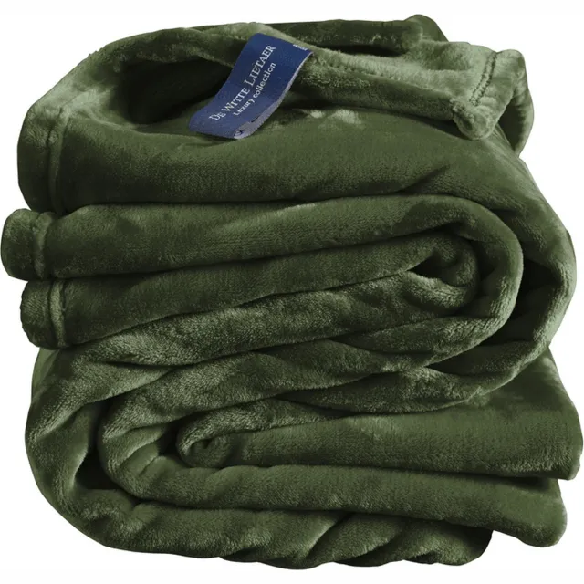 De Witte Lietaer Fleece deken Cosy Khaki - 150 x 200 cm - Groen
