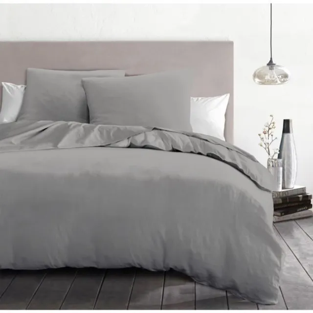 HOME LINGE PASSION Dekbedovertrekset 3-delig - HOME LINGE PASSION - HP72078 - 82 g microvezel - 240 x 260 cm - Lichtgrijs