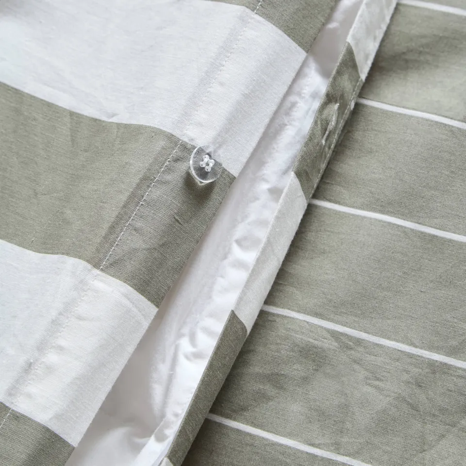 NOUS Living gestreepte katoenen dekbedovertrek groen/offwhite, foto 6
