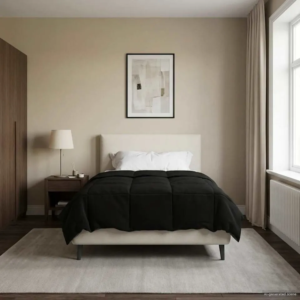 vidaXL Winter Dekbed 135 x 200 cm Winter Microfiber (100% polyester) zwart, foto 4