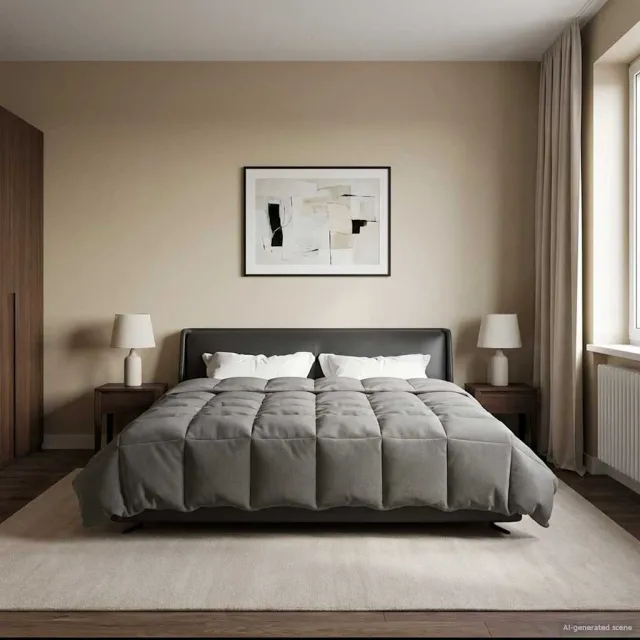 vidaXL Vol jaar dekbed 200 x 240 cm Microfiber (100% polyester) Lichtgrijs