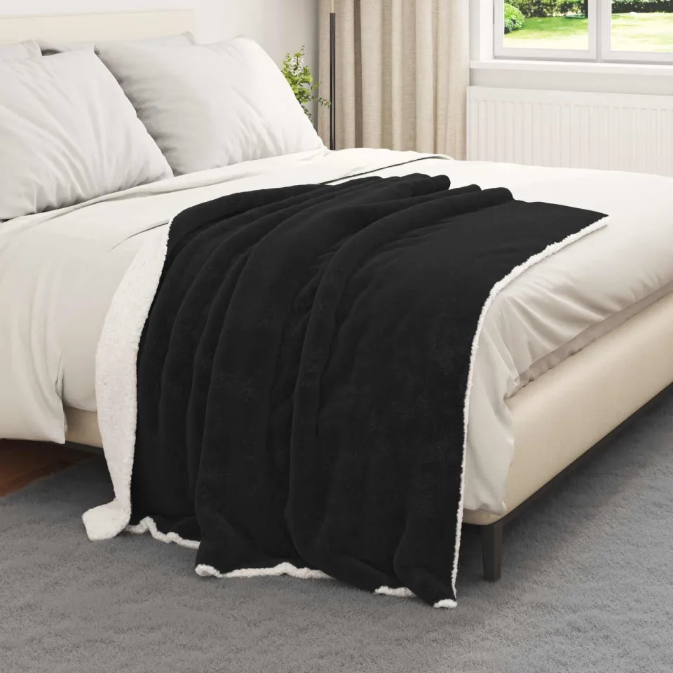 vidaXL plaid Zwart 150 x 130 cm 1 kg Fleece, foto 3