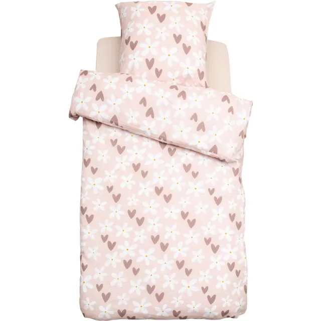 Atmosphera Kids Billie Dekbedovertrek set met 1 kussensloop 140x200cm/65x65cm hartmotief Rose